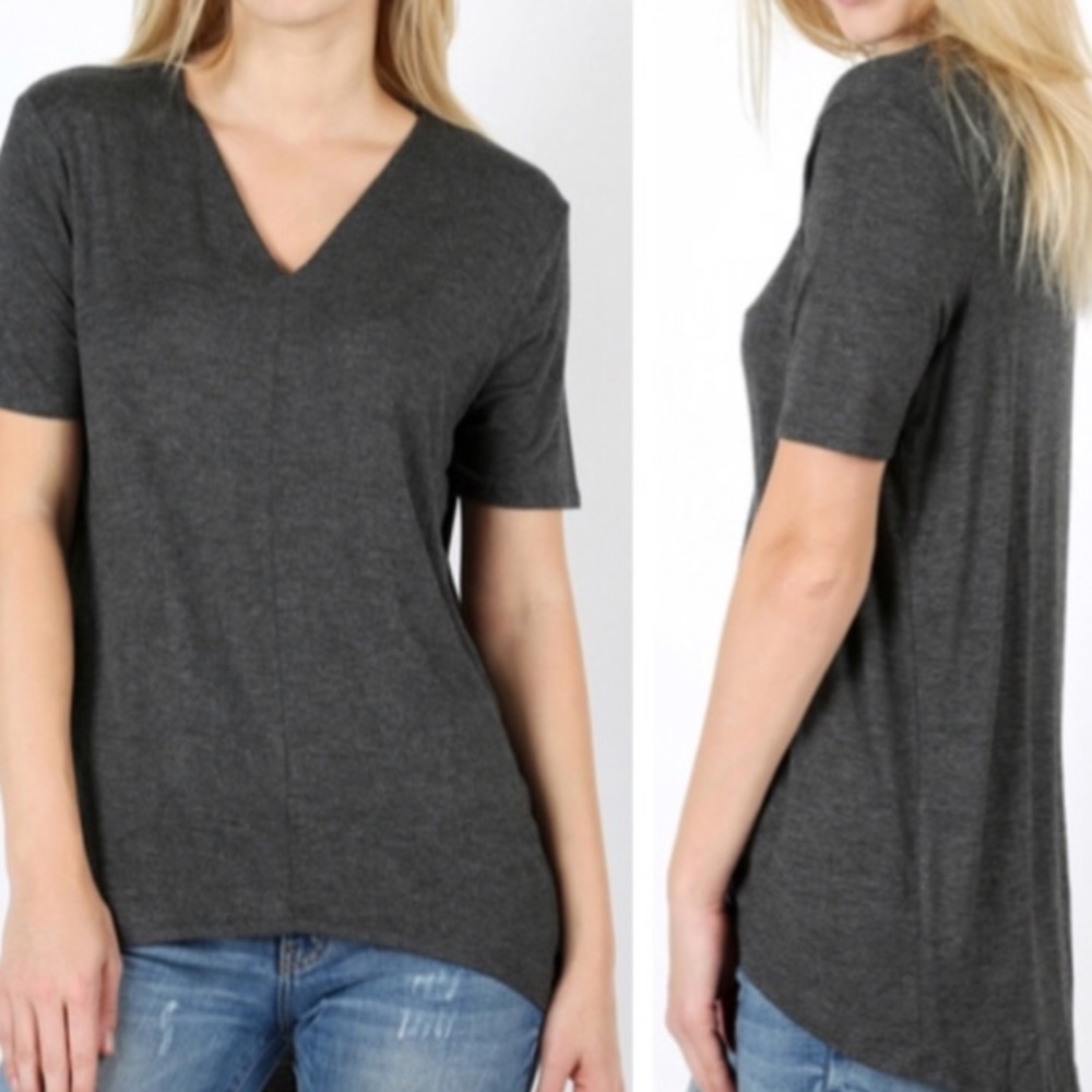 Hi-Lo Top in Charcoal size Med